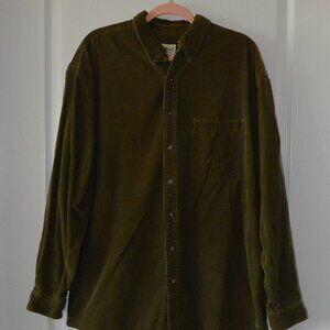 Vintage Eddie Bauer Men's Corduroy Long Sleeve Shirt size Large/Green